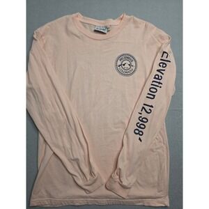 Comfortex USA T-Shirt Men's Large Pink Graphic 100% Cotton Crew Neck Long Sleeve
